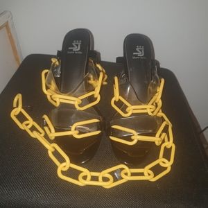 Black & Yellow Shane Justin 4inch heels